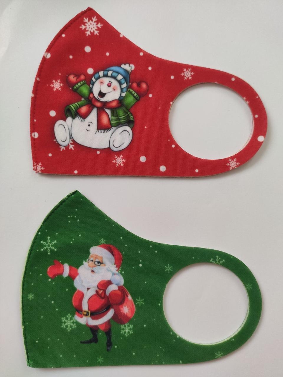 Маска багаторазова захисна новорічна різні малюнки, фото 1
