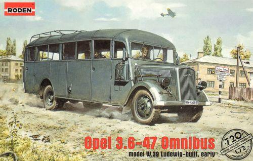 Пластикова модель 1/72 Roden 720 Німецький автобус Opel Blitz Omnibus model W39 Ludewig(Essen)