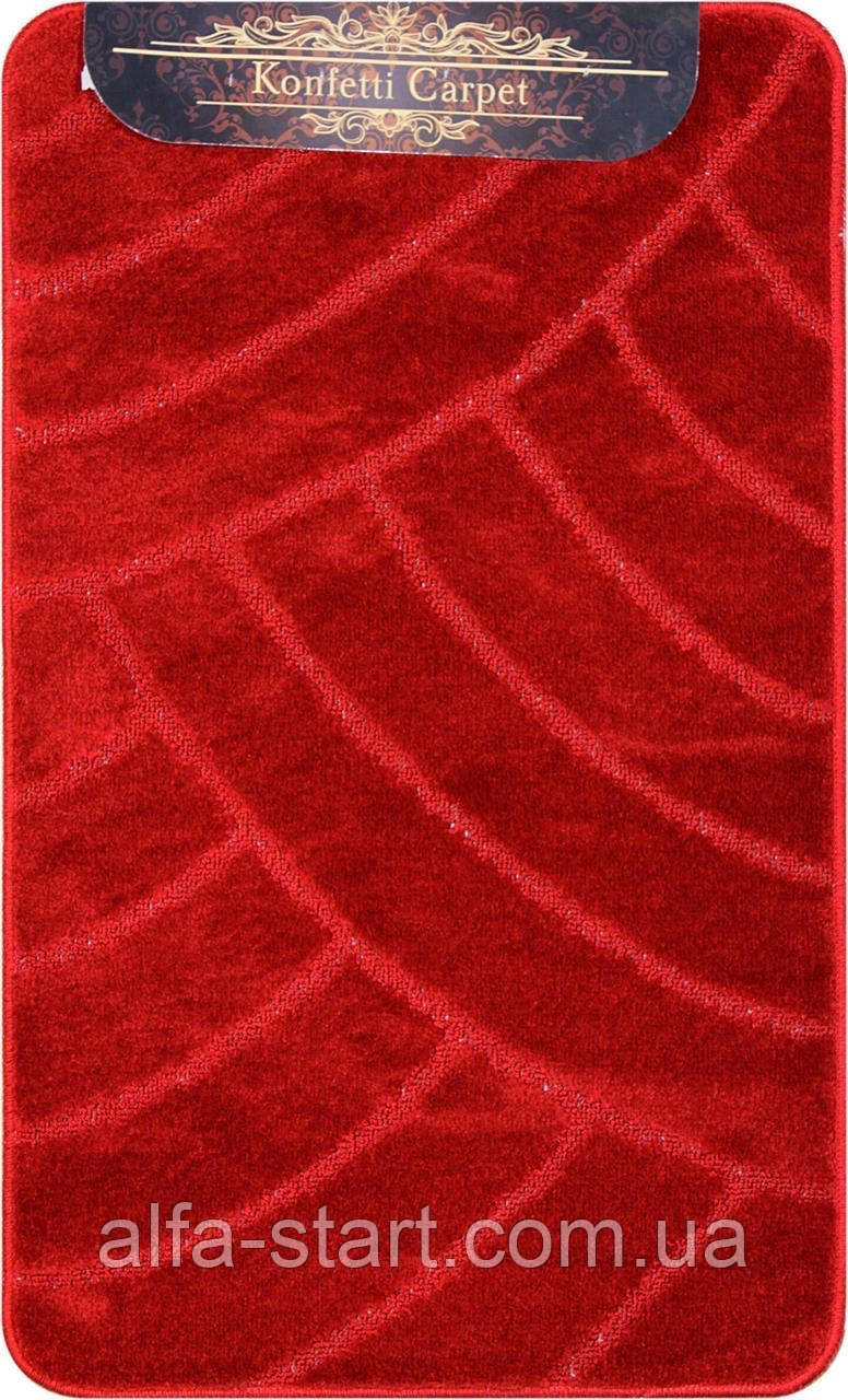 Червоний набір килимків Туреччина 3Д однотонний у ванну кімнату та туалет