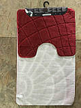 Червоний набір килимків Туреччина 3Д однотонний у ванну кімнату та туалет, фото 3