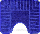 Синій набір килимків Туреччина 3Д однотонний у ванну кімнату та туалет, фото 5