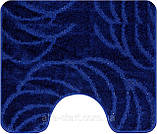 Синій набір килимків Туреччина 3Д однотонний у ванну кімнату та туалет, фото 7