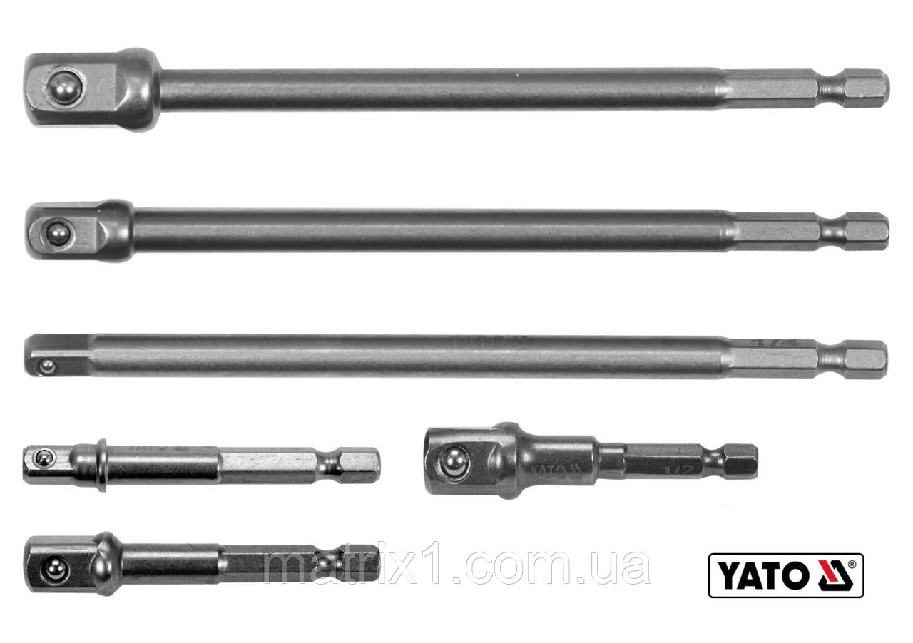 Власники-адаптери торцевих головок 1/4" 3/8" 1/2" 50/150 мм HEX - 1/4" 6 шт YATO