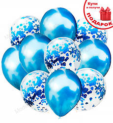 Повітряні кульки "Blue chrome" набір - 10 шт., Італія