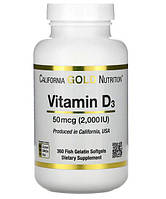 Вітамін D3 California Gold Nutrition 2000 МО 360 капсул