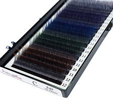 Вії ОМБРЕ для нарощування Mix: (10-12мм); вигин З, L