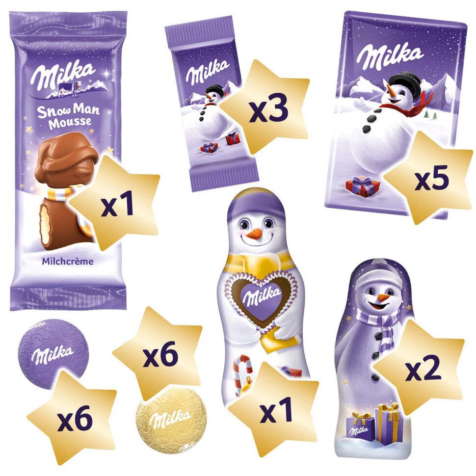 Адвент календарь Milka Advent Snow Mix Большой Снеговик 236 г - фото 2 - id-p1313906773