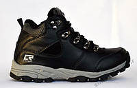 Ботинки - кроссовки на меху из натуральной кожи черные. Размеры 34, 35, 36, 37. Crosby 458220.
