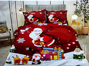 3D Двоспальне постільна білизна Дід Мороз з подарунками