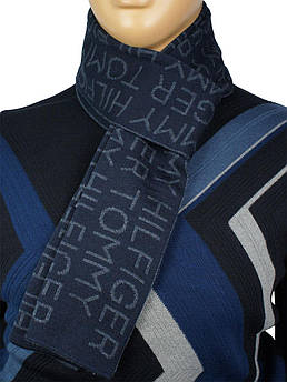 Чоловічий двосторонній шарф TH: 200 d.blue синьо-блакитного кольору