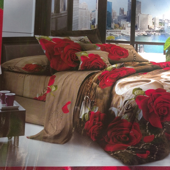 Комплект постільної білизни ТМ "Ваш Сон" Сердца Бязь Евро