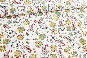 Тканина сатин Молоко з печивом