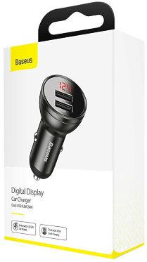 Автомобільний зарядний пристрій Baseus Digital Display Dual USB 4.8 A 24W Grey (CCBX-0G)