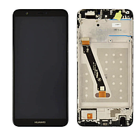 Дисплей (экран) для Huawei P Smart (FIG-L31/FIG-LX1)/Enjoy 7s + тачскрин, черный, с передней панелью