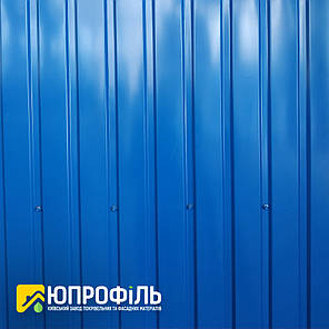 Синій профнастил для забору, профлист для забору ПС-10 синій RAL 5005 0.35, фото 2
