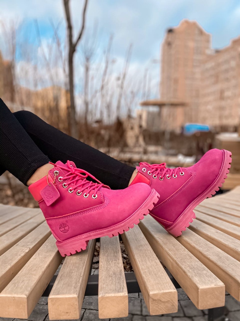 Жіночі черевики рожеві зимові Timberland (03967)