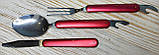 Кухонна туристичний набір: складна ложка, вилка, ніж, нейлоновий чохол, червоний, фото 4