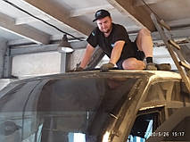 Производство и замена лобового стекла триплекс на автобусе Indcar Mago на шасси IVECO TurboDaily 59E12 в Никополе (Украина). 9