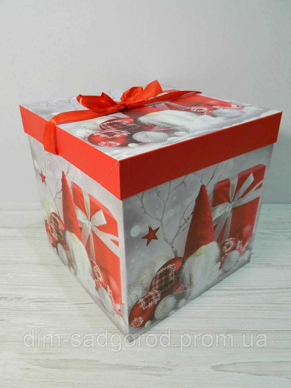 Коробка збірна новорічна Гном 25*25*25см - фото 4 - id-p1314143935