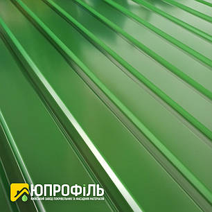 Профнастил стіновий ПС10 для забору Зелений RAL 6002 глянець 0.45 мм Словаччина, фото 2