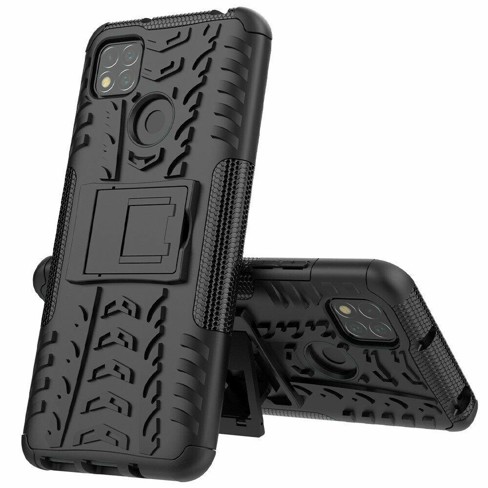 Чехол Armor для Xiaomi Redmi 9C бампер противоударный с подставкой Black - фото 2 - id-p1314157956