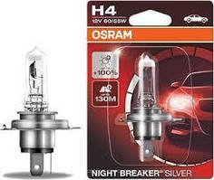 Лампа фары H4 12V 60/55W P43t NIGHT BREAKER SILVER (+100) blister (OSRAM)