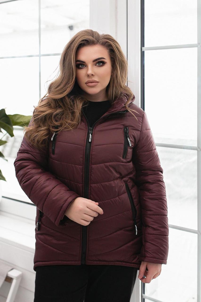 Стильна куртка парка, Батал, арт. 300, колір марсала