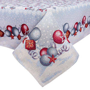 Скатертина новорічна гобеленова тканинна "Квіткове Різдво" 137 х 137 см