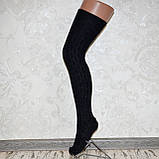 Стильні жіночі вовняні гольфи темно-сірі, теплі гольфи вище коліна, фото 3