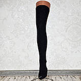 Стильні жіночі вовняні гольфи темно-сірі, теплі гольфи вище коліна, фото 2