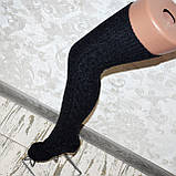 Стильні жіночі вовняні гольфи темно-сірі, теплі гольфи вище коліна, фото 4