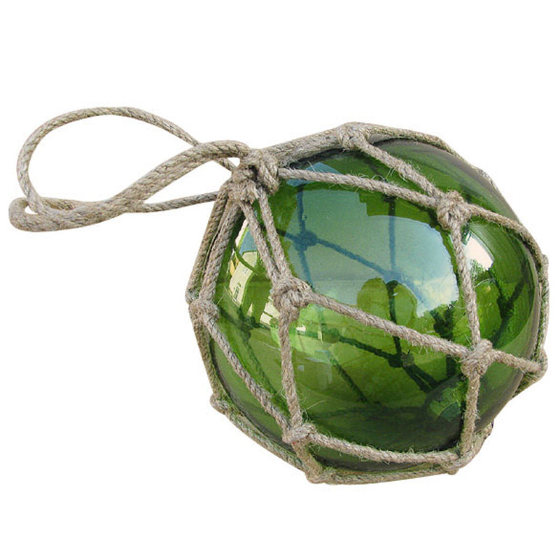 Морской сувенир стеклянный зеленый шар в сетке Sea Club, d-15 см. - фото 1 - id-p129824261