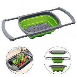 Силіконовий складаний друшляк Stenson з висувними ручками 39*26.5*12.2 см