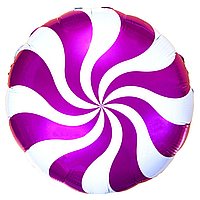 Фольгированный шарик Flexmetal 18"(45 см) Круг Конфета карамелька малиновая