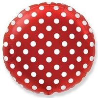 Фольгированный шарик Flexmetal 18"(45 см) Круг Горох на красном