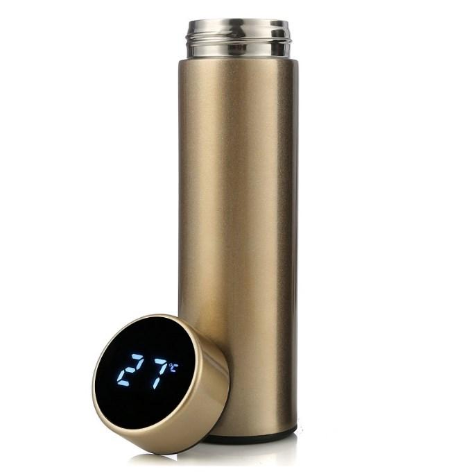 Уцінка! Термос із датчиком температури MHZ 7333, 500 мл, LCD дисплей, золотий, фото 1