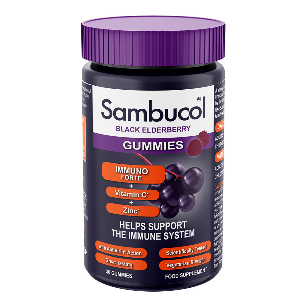 Sambucol Immuno Forte 30 шт. (Самбукол желейки для імунітету Чорна бузина + Вітамін С + Цинк від 12 років)