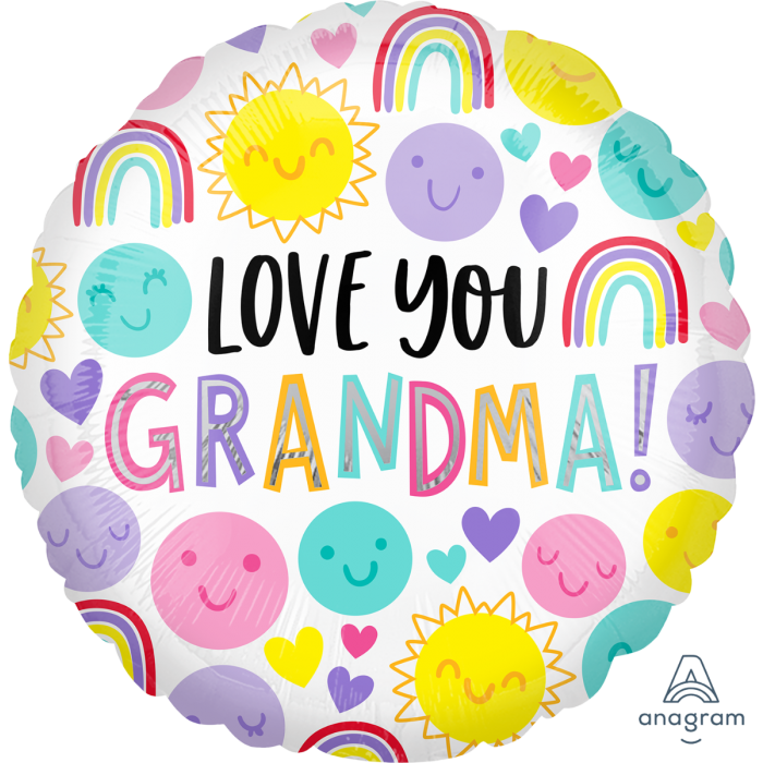 А18" Love You Grandma Smiles. Фольгована куля Люблю тебе, бабуся! В УП