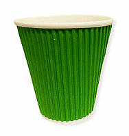 Стакан ГОФРА 175мл "Зелёный" (бумажный, картонный, одноразовый, гофрированный), гарантия качества, не текут