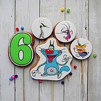 Набір №1 Оггі та кукарачі пряники набір їстівні топпери фігурки персонажі-герої для торта