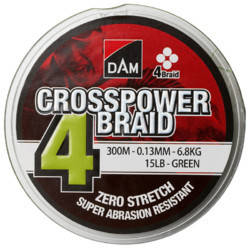 Шнур DAM CROSSPOWER 4-BRAID 300м 0,15 мм 8,1 кг/18Lb (green) (код 165-641519)
