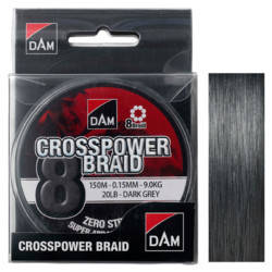 Шнур DAM CROSSPOWER 8-BRAID 150м 0,15 мм 9,0 кг/20Lb (dark grey) (код 165-641524)