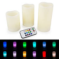 Светодиодные свечи набор с 3 шт Luma Candles Color Changing на батарейках, отличный товар