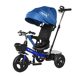 Дитячий триколісний велосипед синій на синій рамі TILLY Melody T-385 Синій музика світло поворотний сидіння