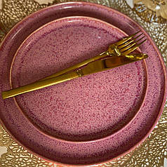 Керамічна тарілка рожева професійний посуд з розлученнями для кафе ресторанів і вдома 27 см