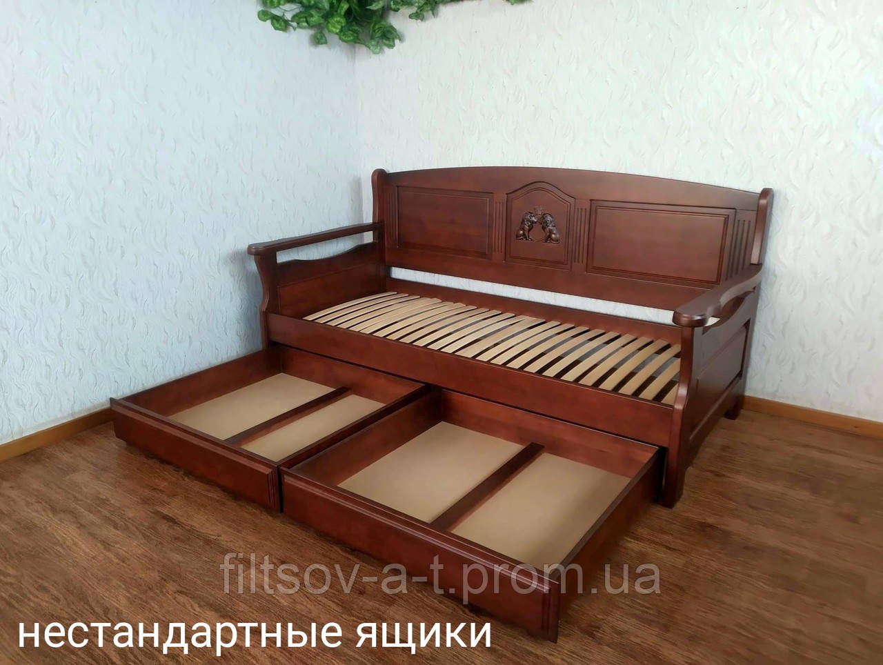 Гарний кухонний диван зі спальним місцем із масиву натурального дерева "Орфей Преміум" від виробника 80х200, різні відтінки - фото 5 - id-p1314495328