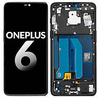 Дисплей для OnePlus 6 (A6000, A6003), модуль в зборі (екран і сенсор), з рамкою, OLED Чорний - Matte Black