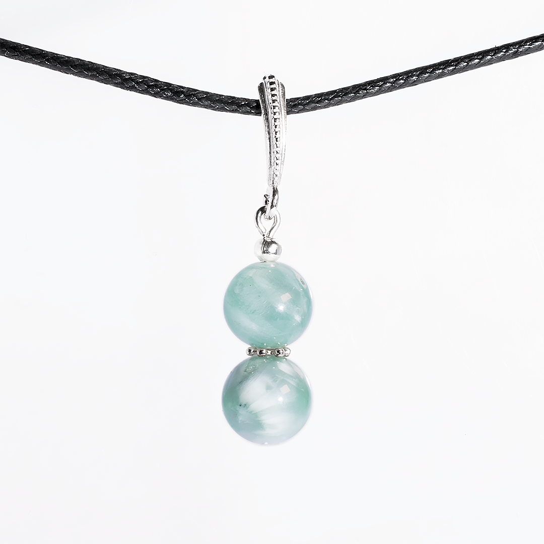 Ангеліт зелений кулон срібло, 1462КЛА