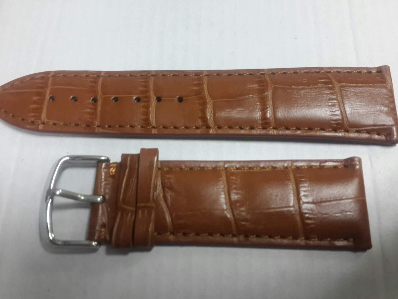 Ремешок светло-коричневый кожанный 24мм Genuine Leather - фото 1 - id-p186666275
