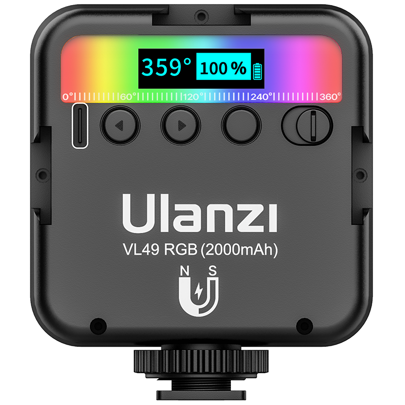 Мінікамерне світло Ulanzi VL49 LED RGB 2700 K-9000 K CRI 95+ акумулятор 2000 мА магніт